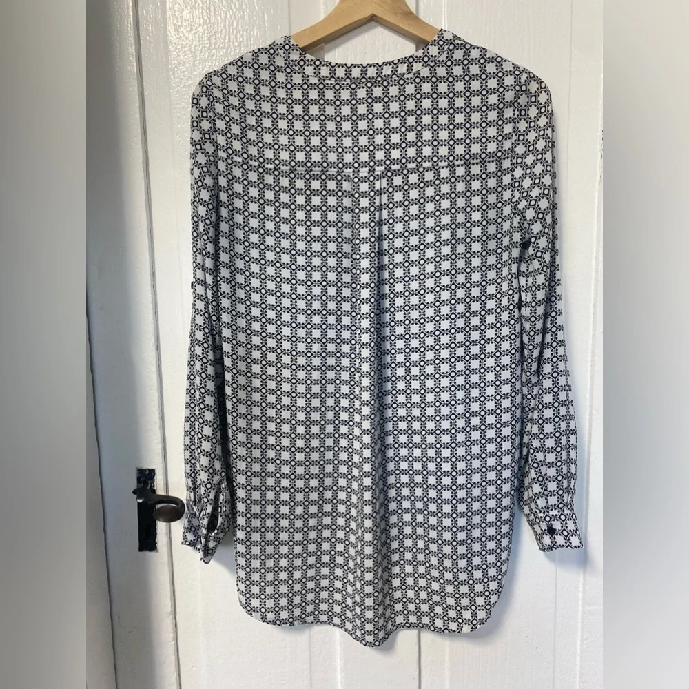 Pleione high low xs black and white blouse - Picture 2 of 9